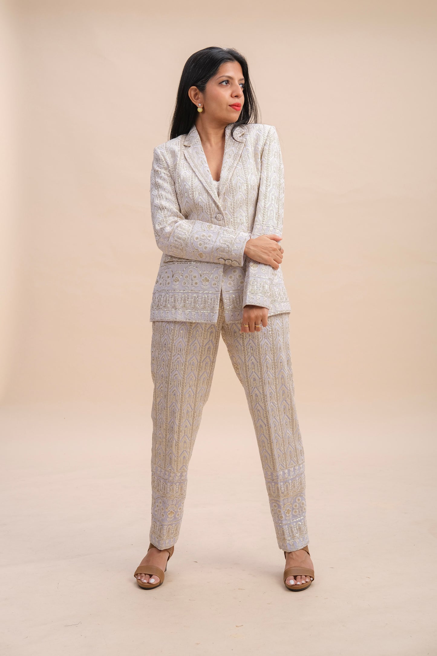 LUXE POWDER BLUE EMBROIDERED BLAZER