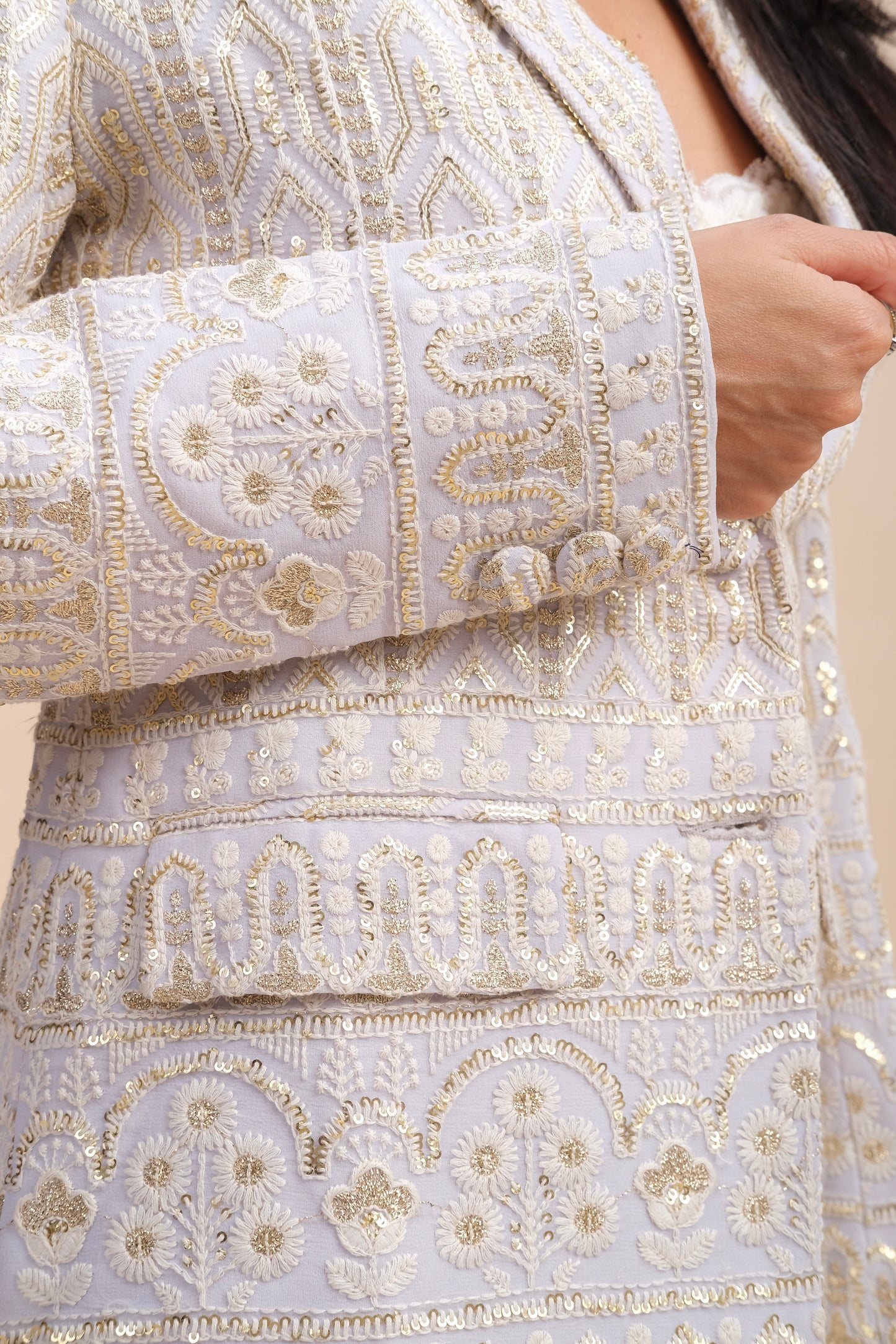 LUXE POWDER BLUE EMBROIDERED BLAZER