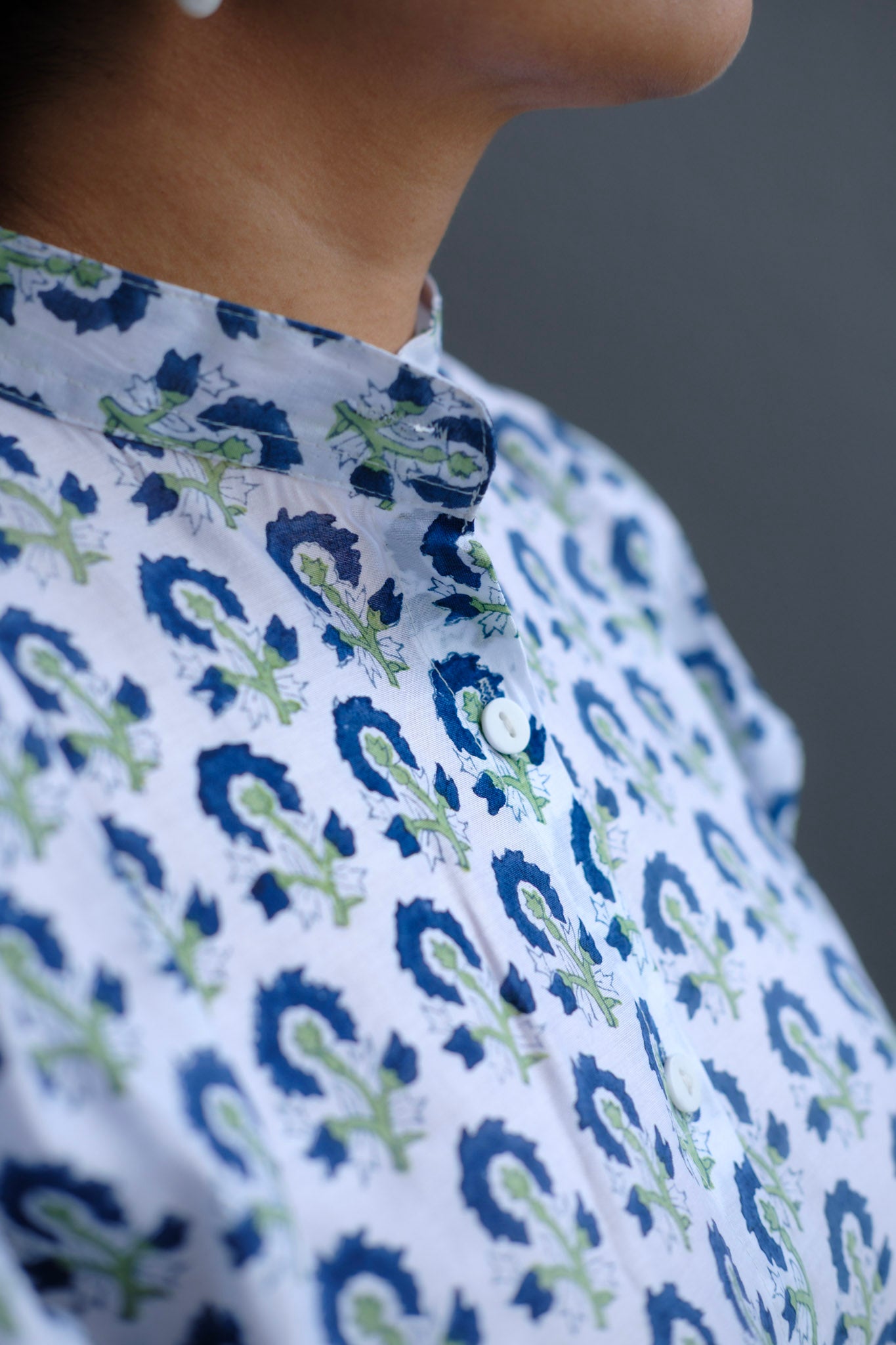 Indie Bloom - Hand Block Printed Cotton Puff Sleeve Shirt for Women