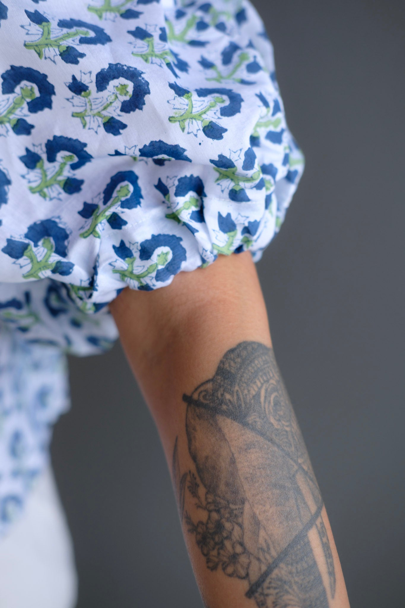 Indie Bloom - Hand Block Printed Cotton Puff Sleeve Shirt for Women