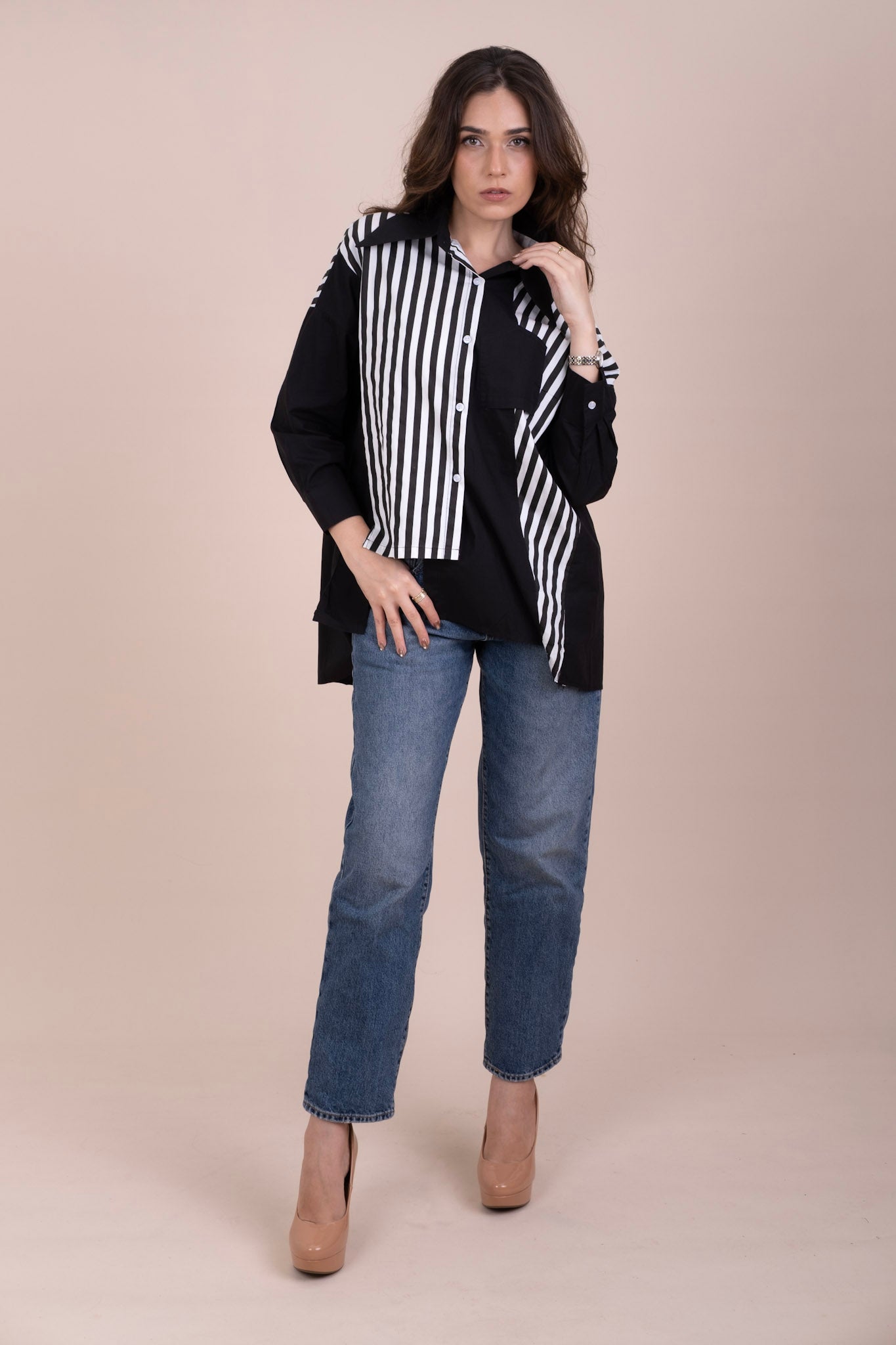 PENNY BLACK - ASYMMETRIC BUTTON-UP SHIRT