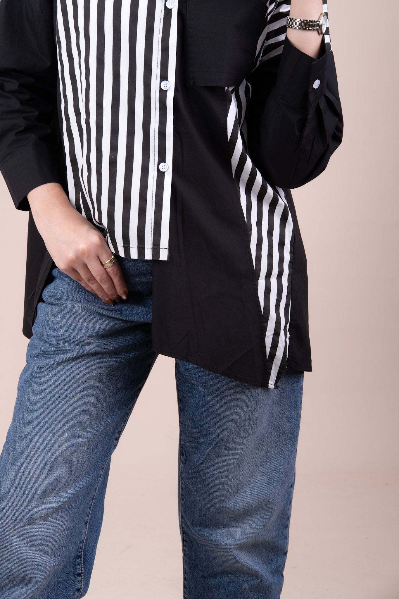 PENNY BLACK - ASYMMETRIC BUTTON-UP SHIRT