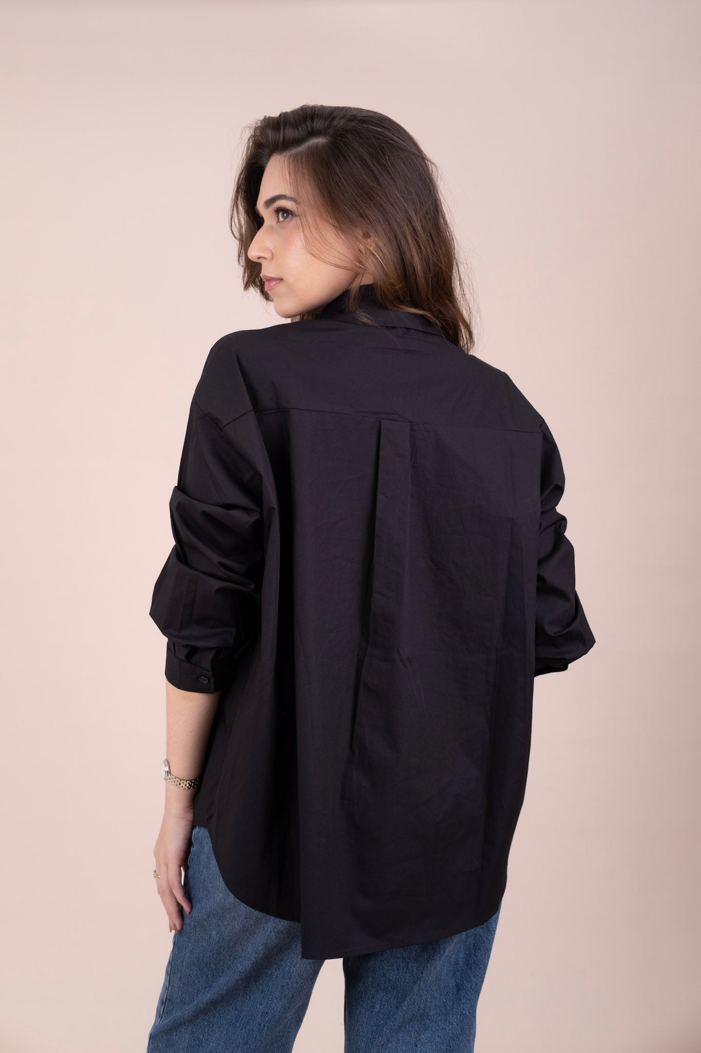 EBONY - BLACK EMBROIDERED LINEN SHIRT