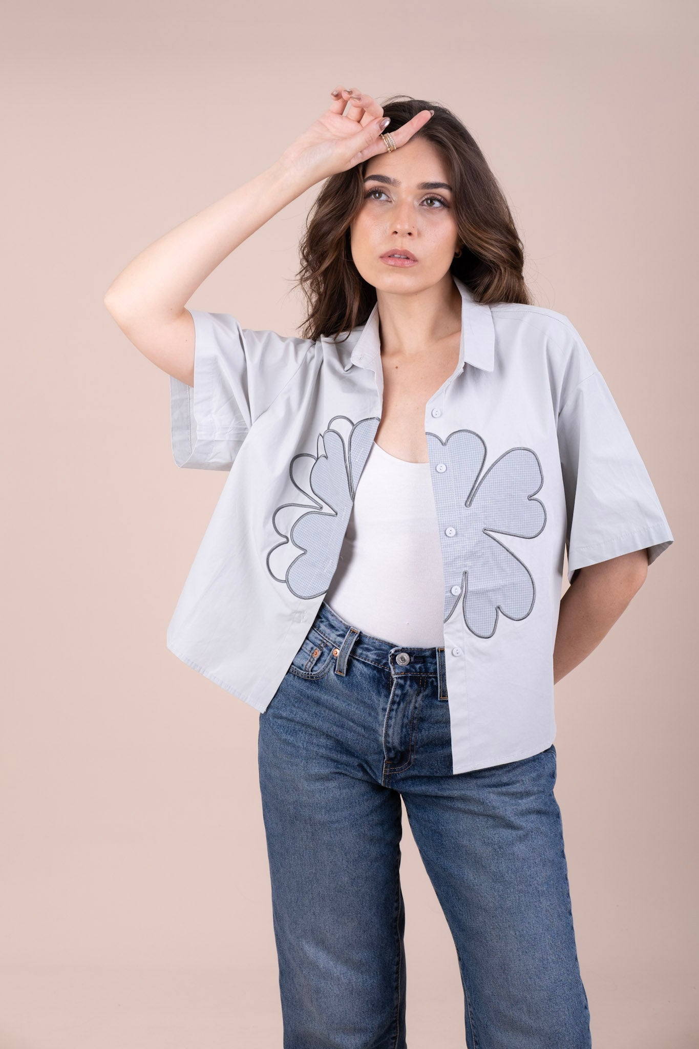 BOXY BLUE - Japanese-Style Oversized Half Sleeve Shirt
