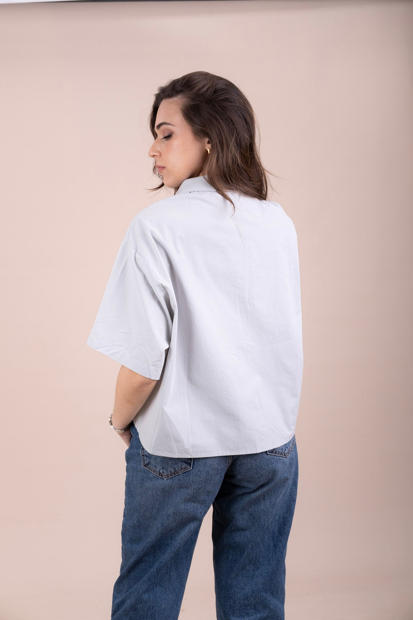 BOXY BLUE - Japanese-Style Oversized Half Sleeve Shirt