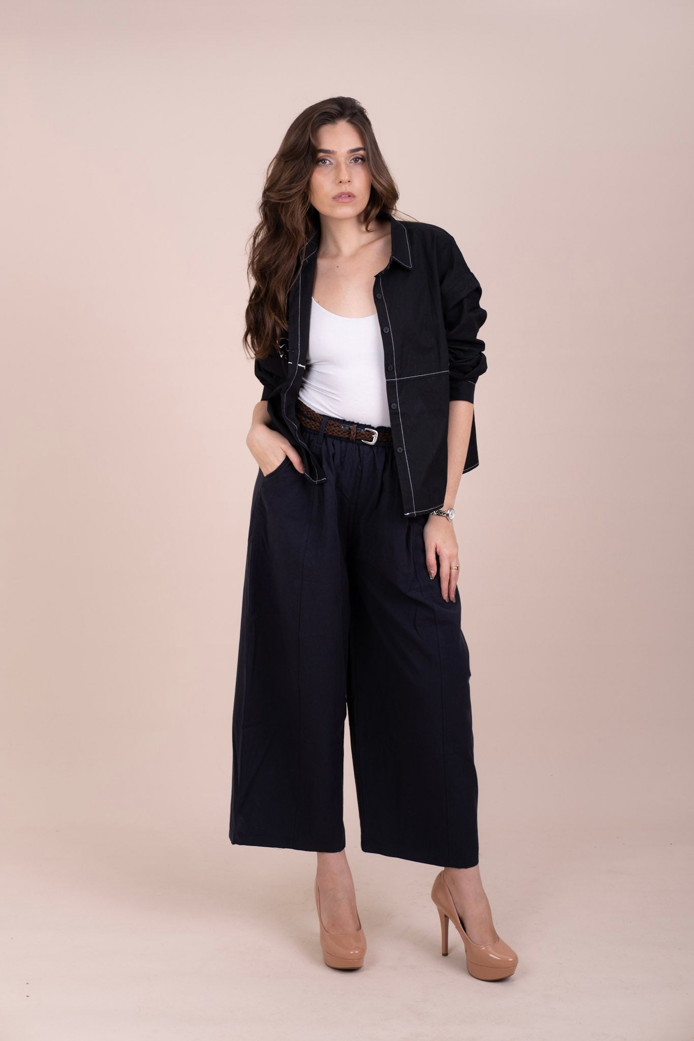 DEEP BLUE BARREL TROUSERS
