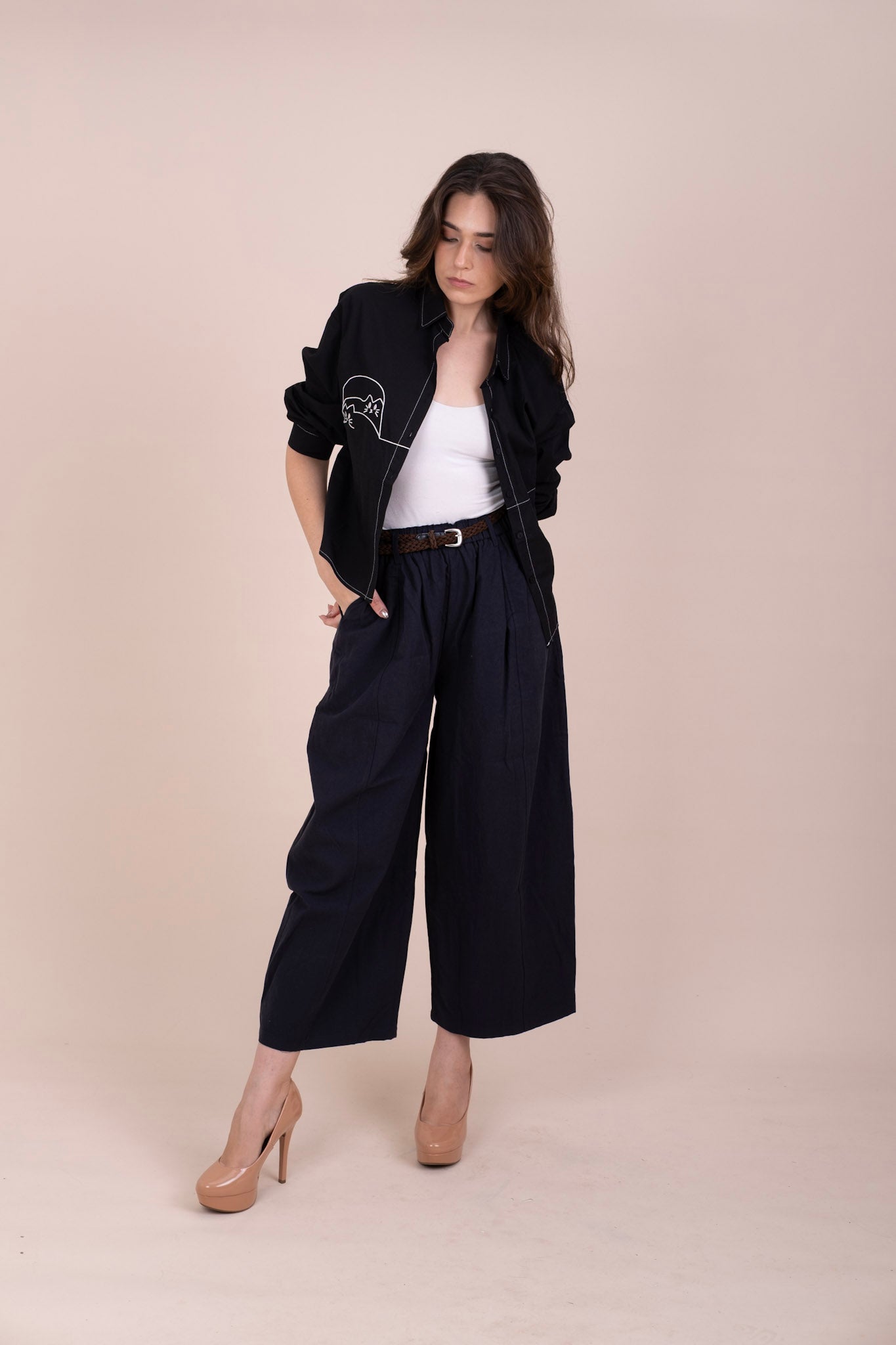DEEP BLUE BARREL TROUSERS