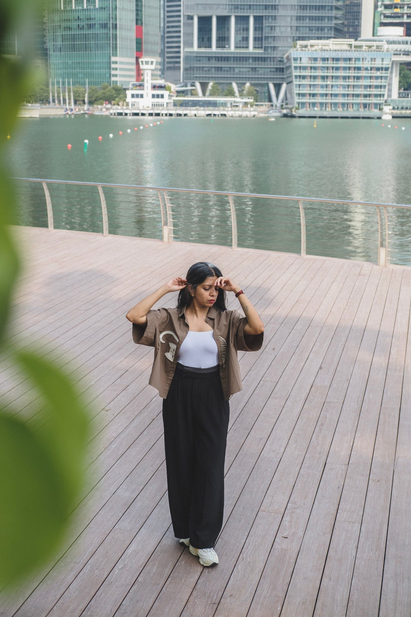 BOXY BROWN - Japanese-Style Oversized Half Sleeve Shirt