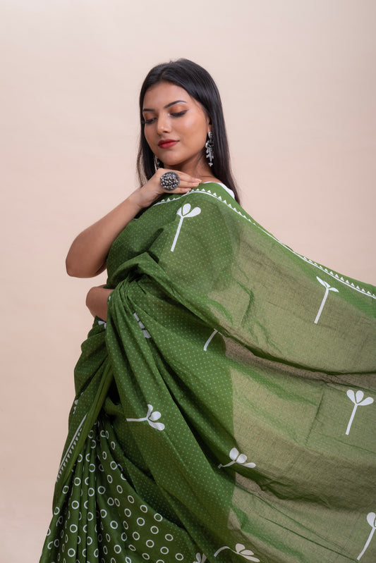 GREEN HANDLOOM SAREE