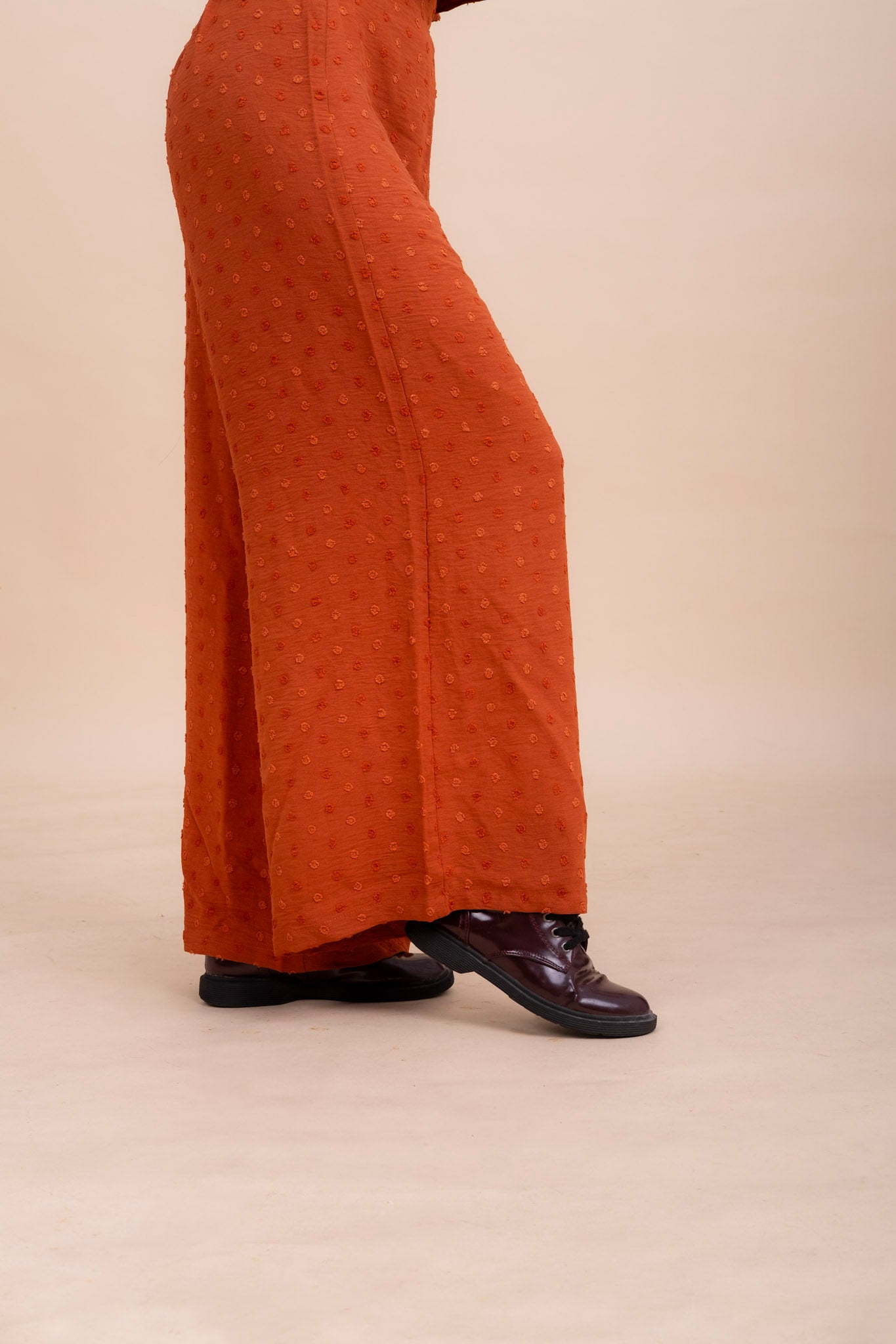 CO-ORD SET : BURNT ORANGE CAMI TOP AND WIDE LEGGED PANTS