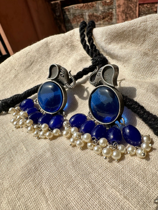 TEEJ RUSTIC BLUE & SILVER CHOKER SET