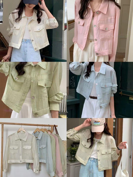 PASTEL CARGO CROP SHIRT - OVERSIZED