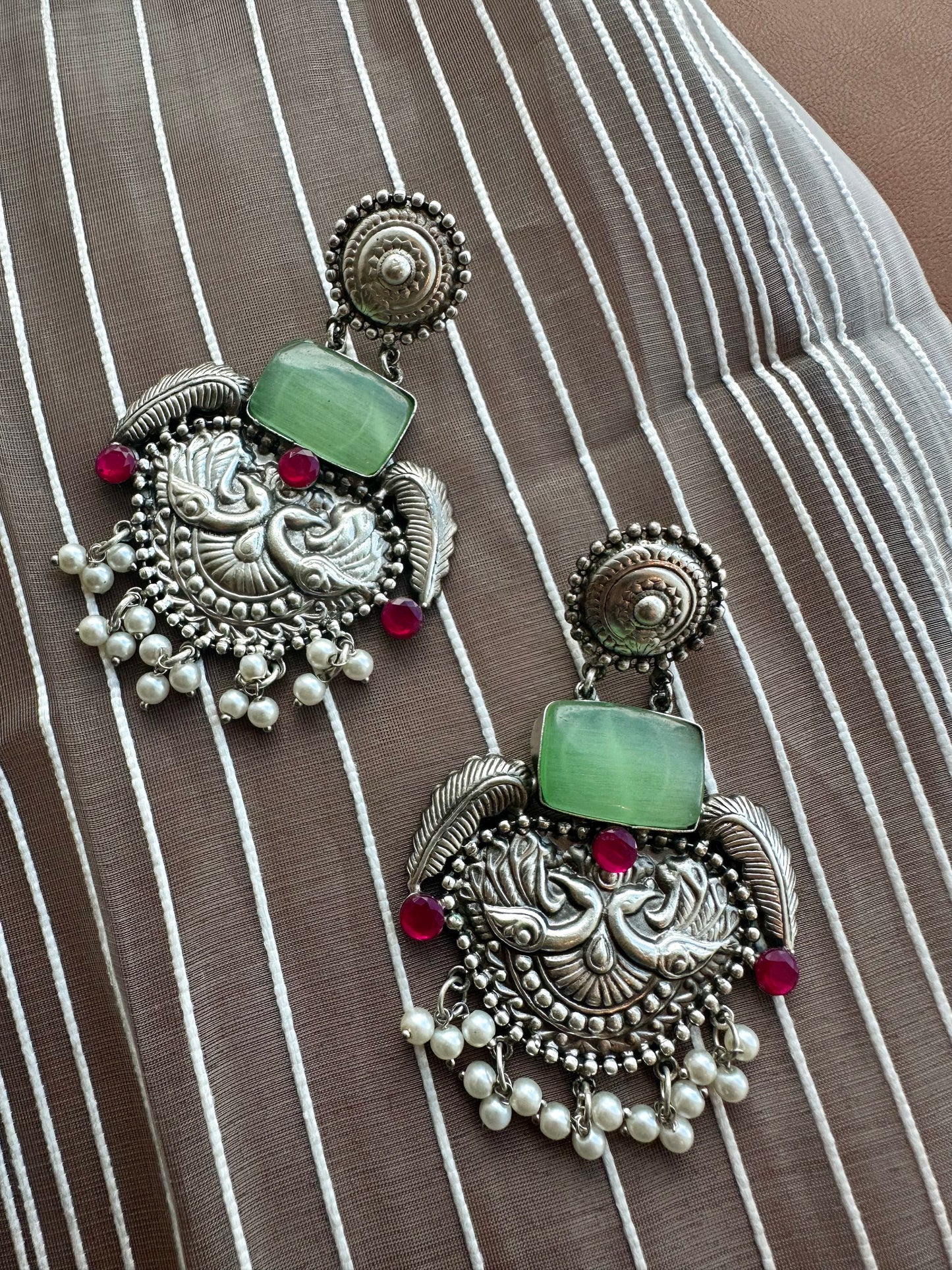 MENAKA BOHO SILVER DANGLER EARRINGS