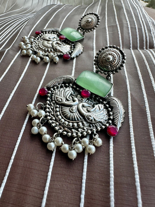 MENAKA BOHO SILVER DANGLER EARRINGS