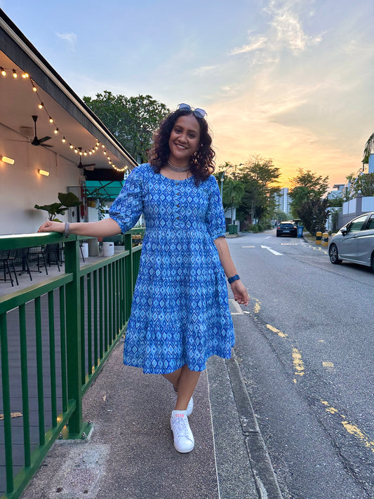 BLUE JAIPURI DRESS