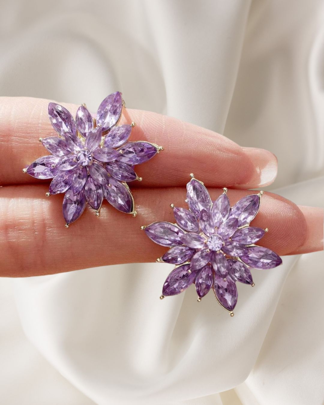 LAVENDER CRYSTAL CLUSTER STUDS