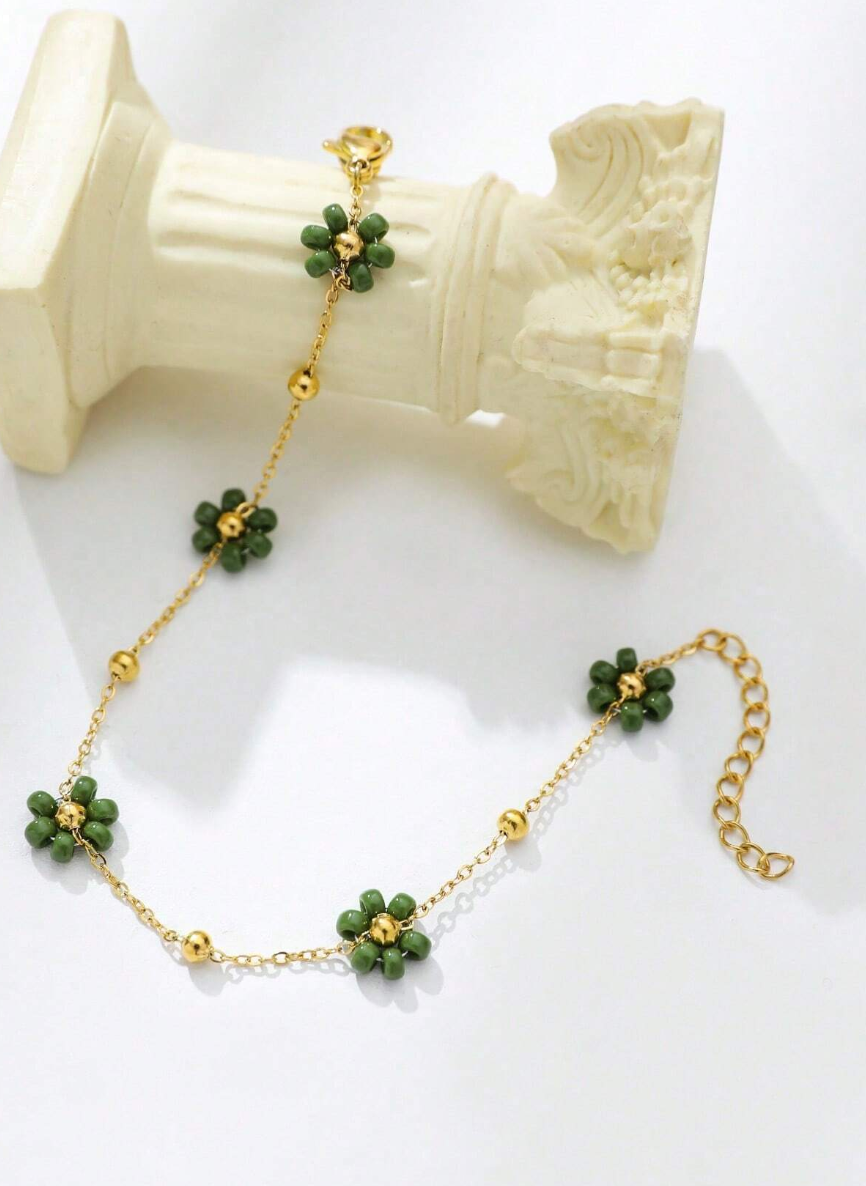 OLIVE GREEN CHARM BRACELET