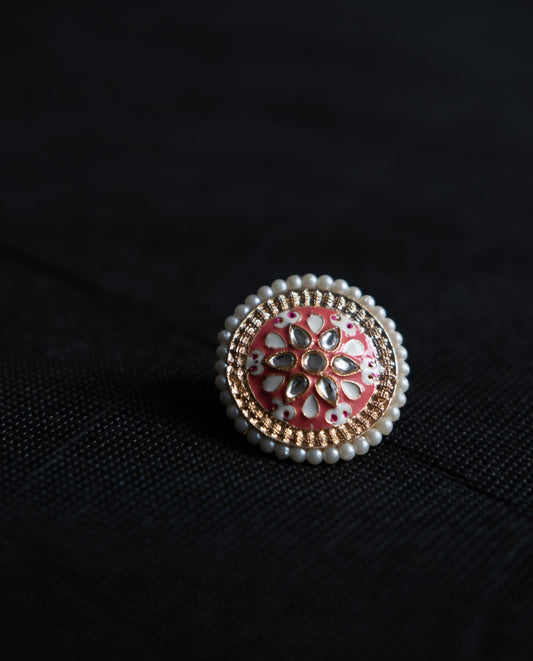 ENAMEL GOLD PLATED ADJUSTABLE RING