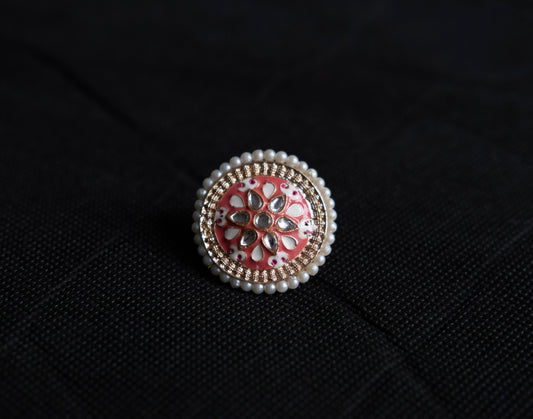 ENAMEL GOLD PLATED ADJUSTABLE RING