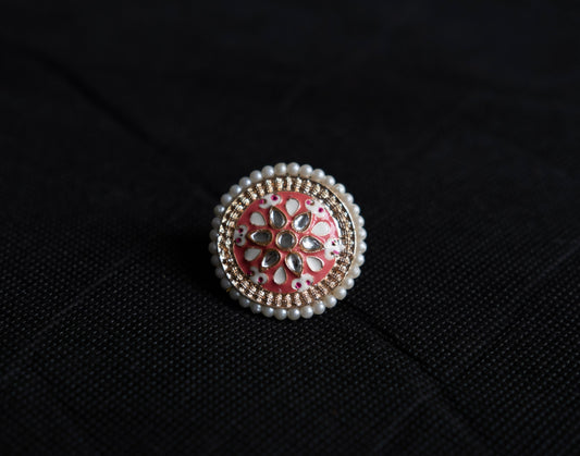 ENAMEL GOLD PLATED ADJUSTABLE RING