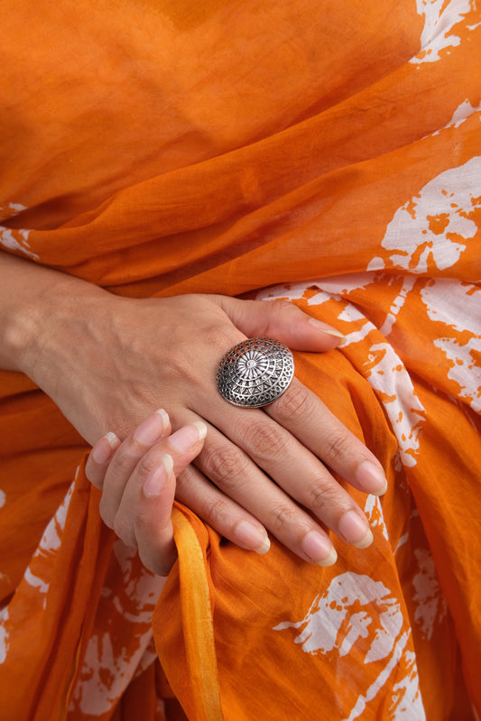 MOGRA OXIDISED ADJUSTABLE RING